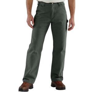 Carhartt Loose Fit Washed Duck Flannel-Lined Utility Work Pant Moss Green 34 32